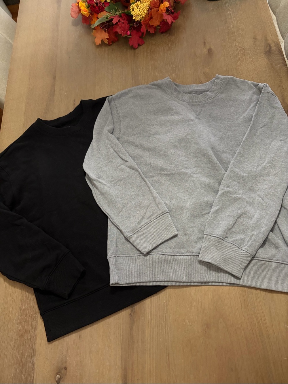 Time and True Bundle of 2 Crewneck Sweatshirts- Black and Light Gray
